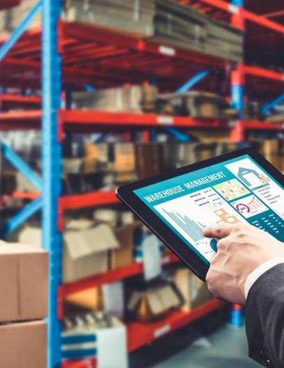 Warehouse management innovative software in computer for real time monitoring