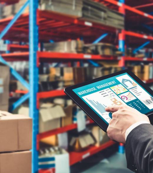 Warehouse management innovative software in computer for real time monitoring