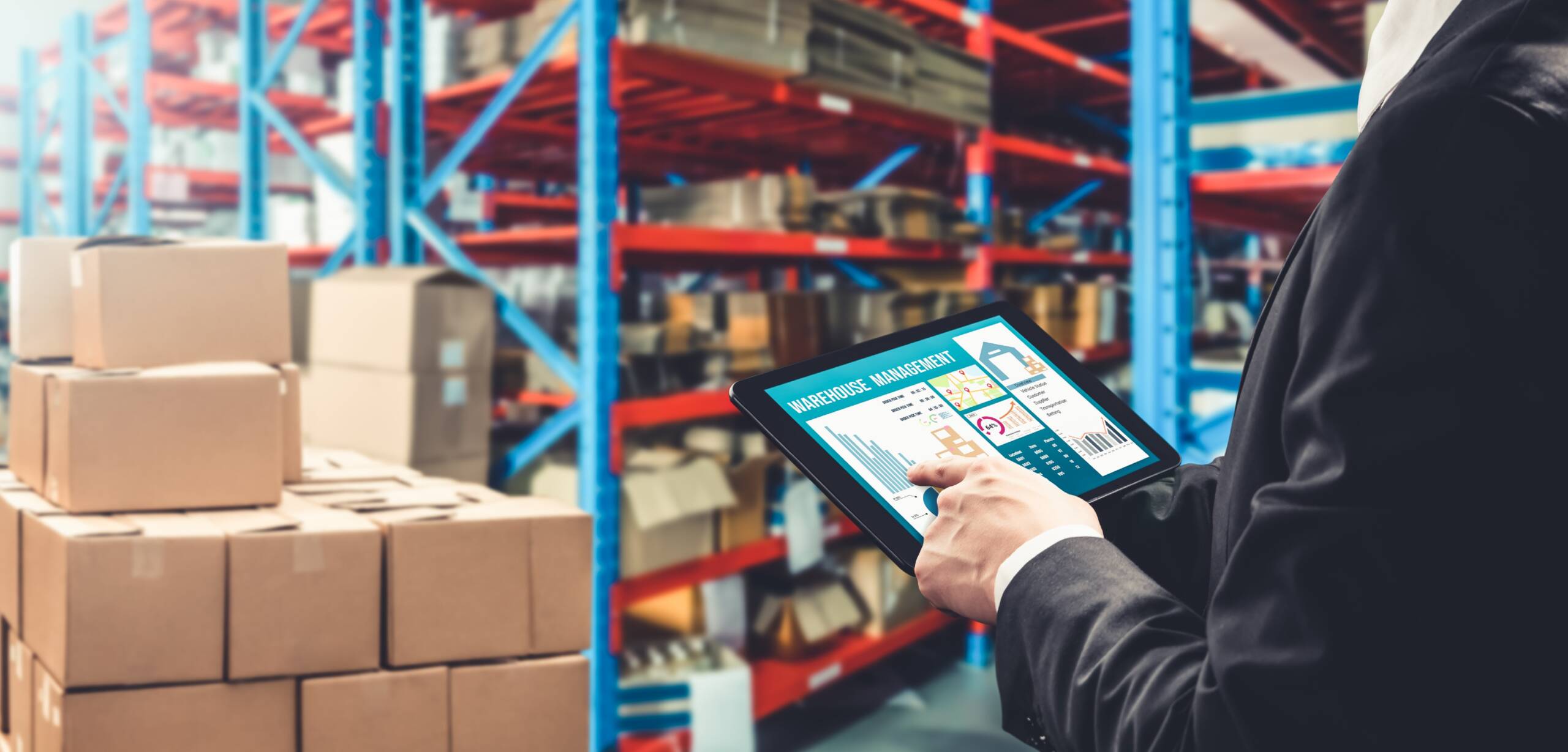 Warehouse management innovative software in computer for real time monitoring